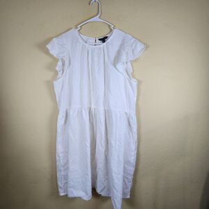Banana Republic Women’s XL drop waist white Linen Cotton cottage Dress Lagenlook